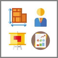 4 project icon. Vector illustration project set. stats and manager icons for project works