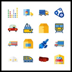 16 delivery icon. Vector illustration delivery set. storehouse and distribution icons for delivery works