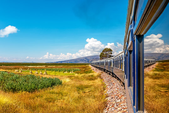 Scenery along the train journey from Arequipa to Cusco. Peru.
