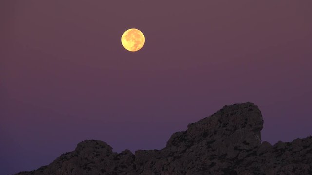 Full moon over Tramuntana Mountains, Pollenca, Majorca, Balearic Islands, Spain, Mediterranean, Europe