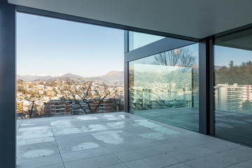 Modern glass palace terrace