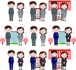 Tall Newly hired employees at the inauguration ceremony set