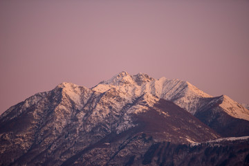 Snow-capped Mountain in Dusk, Switzerland. © Mats Silvan