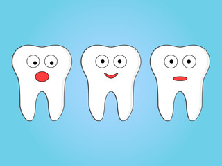 Great design of cartoon teeth on a blue background