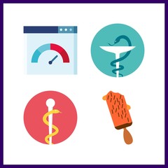 4 counter icon. Vector illustration counter set. speedometer and ic cream icons for counter works