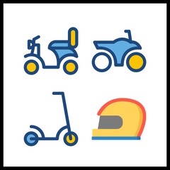 4 bike icon. Vector illustration bike set. scooter and motorbike icons for bike works
