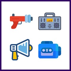 4 volume icon. Vector illustration volume set. radio and tape recorder icons for volume works