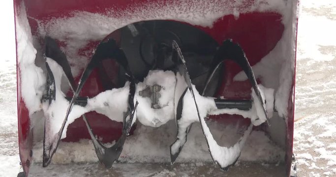 Snowblower - Close Up Of Rotating Blades - Running