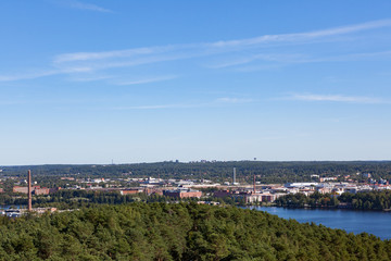 Fototapeta na wymiar View of Tampere Finland taken at Pyynikki lookout tower at summer day