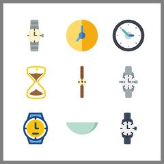 9 minute icon. Vector illustration minute set. sun watch and clock icons for minute works