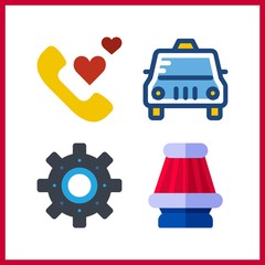 4 service icon. Vector illustration service set. air filter and taxi icons for service works