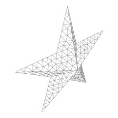 Five-pointed star. Abstract model wireframe low poly mesh vector illustration