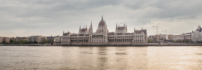 Budapest is the capital of Hungary.Beautiful big old town.The magnificent city is rich in history.The photo is made on a sunny day.City landscape with a wide large river.Beautiful buildings.Landscape.