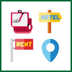 4 marker icon. Vector illustration marker set. maps and flags and electronic writing board icons for marker works