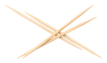 Wooden toothpicks isolated on white background with clipping path