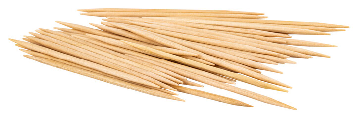 Wooden toothpicks isolated on white background with clipping path