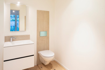 Fototapeta na wymiar Modern marble bathroom with spotlights