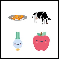 4 cut icon. Vector illustration cut set. cows and apple icons for cut works