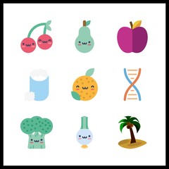 9 stem icon. Vector illustration stem set. dna and pear icons for stem works