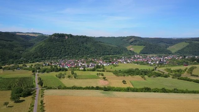 Aerial view of the town of Serrig, Saar Valley, Rhineland-Palatinate, Germany, Europe