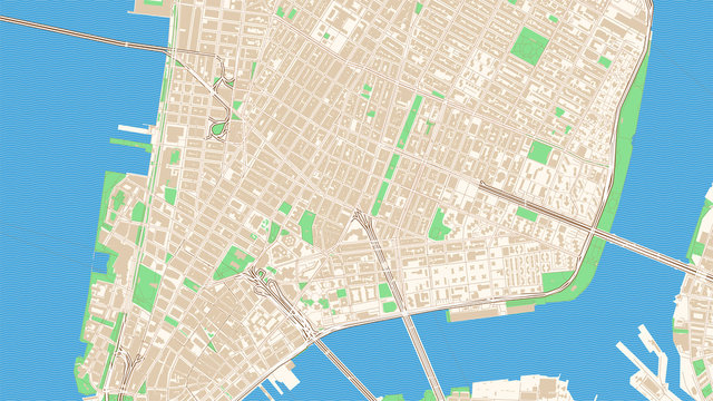 Classic streetmap of Manhattan, New York City