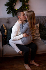 Obraz premium Beautiful couple hugging and looking at each other. Valentines Day
