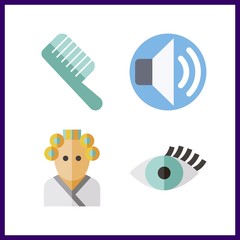 4 salon icon. Vector illustration salon set. comb and eyelash icons for salon works