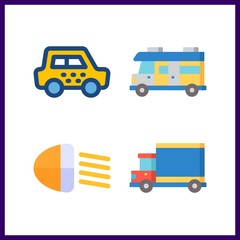 4 vehicle icon. Vector illustration vehicle set. rv and car lights icons for vehicle works