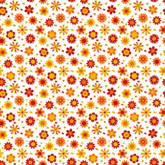 Bright seamless pattern with cartoon flowers for children, vector