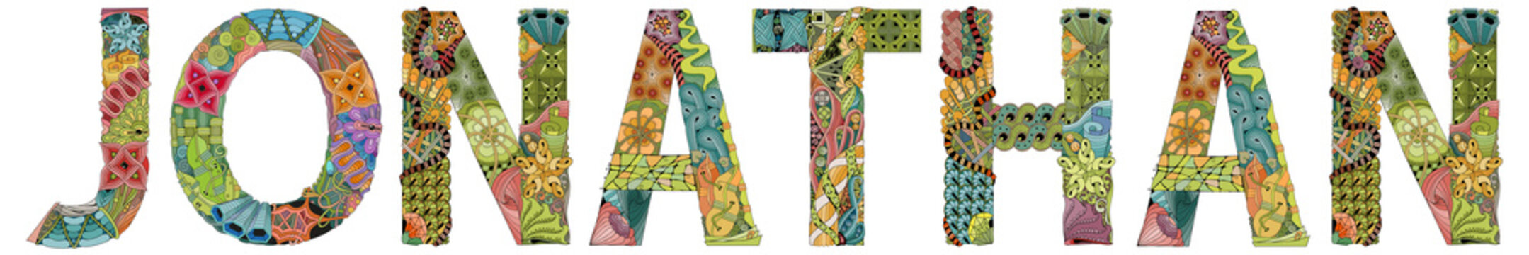 Male name Jonathan. Vector decorative zentangle object