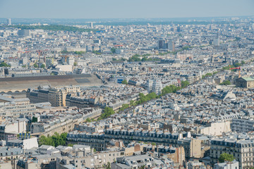 Afternoon aerial view of cityscape from Basilica of the Sacred Heart of Paris