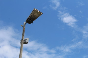 street light on blue sky