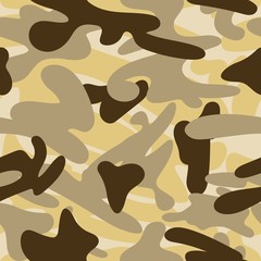 Desert yellow Camouflage texture seamless pattern. Abstract military and hunting textile print background. Vector illustration for print, textile, paper.
