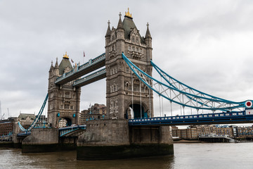 Fototapeta na wymiar London Tower Bridge. The bridge is a combined bascule and suspension bridge in London built between 1886 and 1894