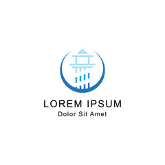 lighthouse line with half circle logo template