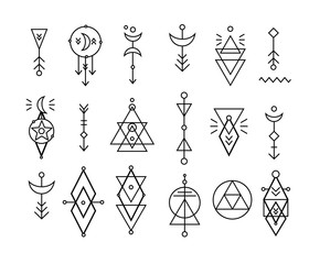 Hipster sacred geometric shapes vector set