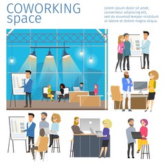 Character in Coworking Business Open Space Banner
