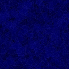 Abstract seamless pattern of randomly distributed translucent triangles in blue colors
