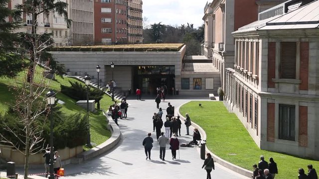 View of entrance to National Museum Prado, Madrid, Spain, Europe