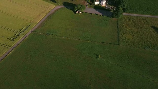 Aerial view of the church St. Jakobus near Fisch, Saargau, Rhineland-Palatinate, Germany, Europe