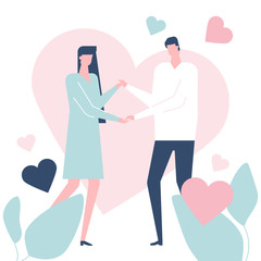Happy couple - flat design style colorful illustration