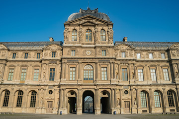 Fototapeta na wymiar Exterior view of the famous Louvre Museum at Paris