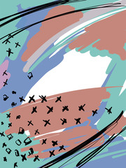 Creative universal abstract background. Modern graphic design. Hand Drawn textures. Ideal for web, card, poster, cover, invitation, brochure. Vector