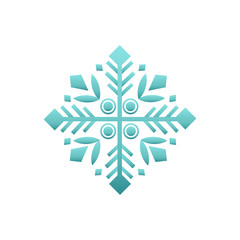 Snowflake decorative winter element vector isolated icon. Wintertime figure in white and blue, snow of flake in flat style, New Year and Christmas decor sign