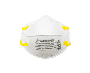 N95 Filtering face mask-safty white mask on white background with clipping path.