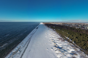 Sunny winter day by Baltic sea, Liepaja, Latvia.