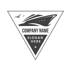 nautical style emblem, logo, with a modern yacht