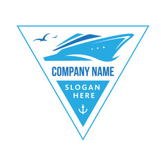 nautical style emblem, logo, with a modern yacht