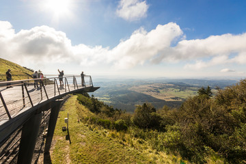 Views from a lookout at the Puy de Dome, a lava dome volcano in the Chaine des Puys region of...