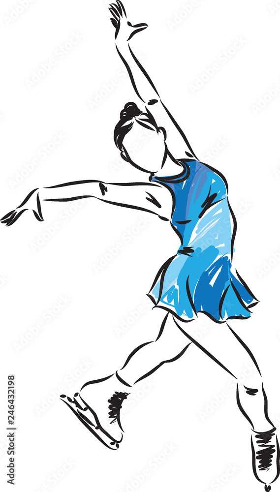 Wall mural woman ice skater illustration 2